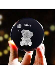 Customized Creative 3D Carved Crystal Ball With Base, Desk Decor Gift, Cute Bear Crystal Ball Customized Text, Christmas/Birthday Gift, Valentine Day Decor, Wedding, Valentines Party Favors, Galentines Party Favors, Gift Ideas