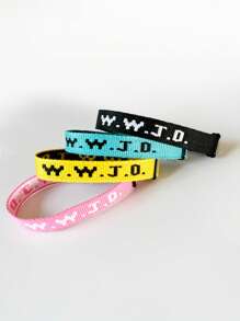 Set de 1/2/4 piezas Pulsera WWJD, Correa manual de colores aleatorios ¿Qué haría Jesús? Pulseras trenzadas hechas a mano bordadas, joyería cristiana inspiradora, muñequera deportiva unisex