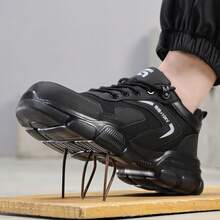 GUYISA 10KV绝缘安全鞋，钢头，防刺穿，黑色工作靴，四季适用，透气轻便 - 黑色 - 查看 2