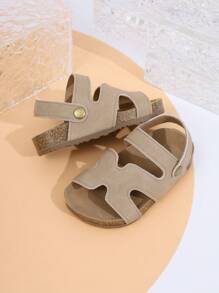 1 Paio di Sandali casual in stile moda per bambini, con suola morbida, color kaki, scarpe da spiaggia estive unisex per bambine e bambini, con suola morbida, slip-on, punta aperta