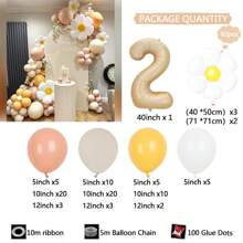 40" Caramel Number Balloon Set, Daisy Flower Balloon Set, Suitable For Wedding, Birthday Party, Anniversary