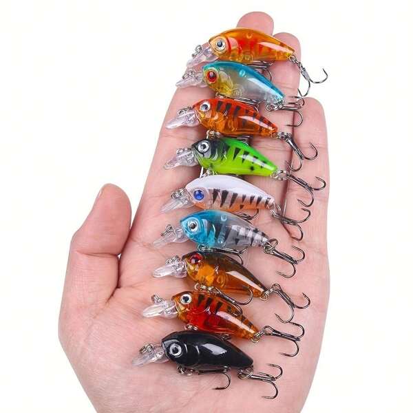 1/8/15pcs Crankbait Minnow Fishing Lure Set, Floating Artificial Lure Topwater Baits