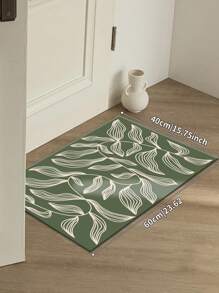 1 pièce Tapis vert, motif de feuilles simples, tapis de couloir, tapis de chambre à coucher, tapis de salon, tapis de cuisine, 850g/m² 0,8 cm d'épaisseur anti-dérapant lavable en machine, décorant la maison en toutes saisons