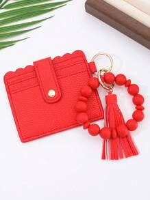 Cartera con flecos, monedero con muñequera, unicolor, estilo de moda, portátil, resistente a los arañazos, monedero con muñequera, portador de tarjetas de identificación para mujer, cartera, cartera mini, monedero