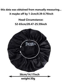 1pc Men Satin Sleep Bonnet - Soft Hair Protection Cap With Wide Band For Nighttime & Daily Use, Black With White Print, Hair Bonnet For Sleeping