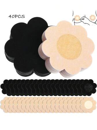 40/100 st bröstvårtor för kvinnor, självhäftande engångsbröstpastor, ovävda bröstvårtor, osynliga beige svarta bröstöverdrag