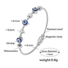 1 件时尚钛钢恶魔眼水晶镶嵌手链，适合女性日常佩戴 - 惡魔之眼 - 查看 8