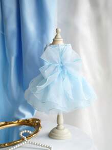 1pc Cute Pet Cat Dog Dress, Pink/White/Blue Tutu Skirt, Wedding Bridal Costume