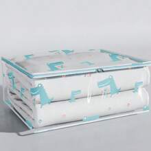 1pc Printed Transparent Clothes Storage Bag With Crocodile Design, Foldable Comforter Storage Case For Clothes, Bedding And Household Items, Ideal Mother's Day Gift