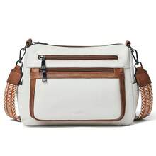 Bluome 7L Crossbody Purses For Women, Vegan Leather Shoulder Bag Handbags Medium Hobo Bag With Guitar Strap,Vacation Essentials&Back-To-School Essentials,Christmas Gifts - 米白配棕 - 查看 1