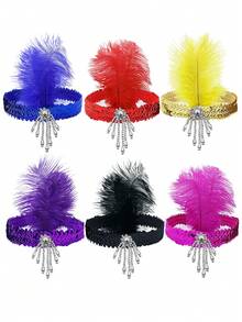 1pc Silver Beads & Sequins Solid Color Elegant Plastic Artificial Feather Sequin Headpiece, Multi-Purpose Hair Accessory Suitable For Masquerade, Mother's Day, Prom, Teacher's Day, All Season Halloween - Multicolor - View 2