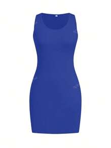 Set estivo casual da donna, composto da maglietta senza maniche tinta unita e gonna, top aderente e abito aderente, adatto per spiaggia e vacanze