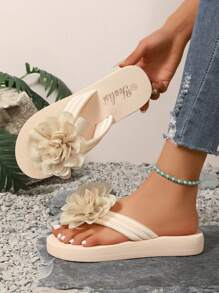 Sandali platform con design a fiori per ragazze adolescenti, ciabatte da spiaggia antiscivolo con stampa, stile di moda vacanziero