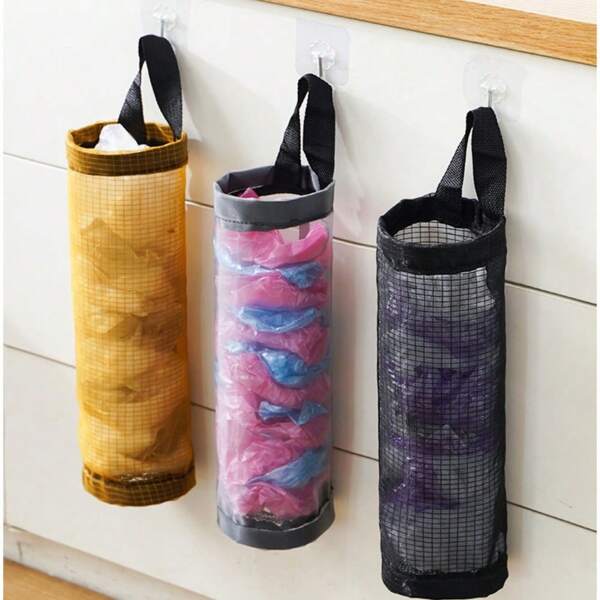 2025 Best Selling New Arrival 1pc Black/Grey Kitchen Trash Bag Holder Hanging Bag, Say Goodbye To Messy Kitchen, New Detachable Trash Bag Holder, Wall-Mounted Storage For Miscellaneous Items, Convenient Round Bag, Storage Bag For Door Back Organization