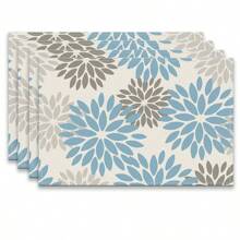 A Set Of 4/6pcs Spring And Summer Placemats Designed With Colorful Spring Flower Patterns, Woven From 100% Polyester Fiber, Machine Washable Polyester Placemats With Multiple Color Patterns To Choose From, Heat-Resistant, Stain Resistant, Waterproof, Easy To Clean, Suitable For Coffee Table Decoration, Holiday Party Decoration, Table Protection, Kitchen And Living Room Decoration