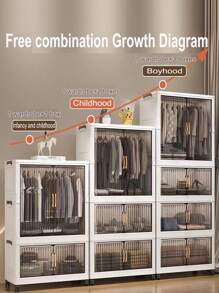 Foldable Wardrobe Clothes Storage Cabinet, Thickened Closet For Home/Bedroom, Easy Installation, Suitable For Children