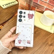 Multi-Functional Plush Bear Phone Case With Card Slot, Compatible With Galaxy S25, S24 ULTRA, S24 FE, S25 ULTRA, Galaxy A36, A56, S23 Ultra, TECNO SPARK GO 2024, POP8, SPARK20C, SPARK20, POVA6, POVA6 PRO 5G, POP9 4G, SPARK GO1, SPARK GO 2025, Shock Proof, Card Holder Design, Suitable For Student ID, Credit Card, ID Card Storage