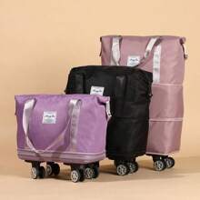 Travel Bag With Large Capacity For Business Trips, Expandable Swivel Wheel Luggage Bag, Oxford Cloth Storage Fitness Bag Suffle Women Bags