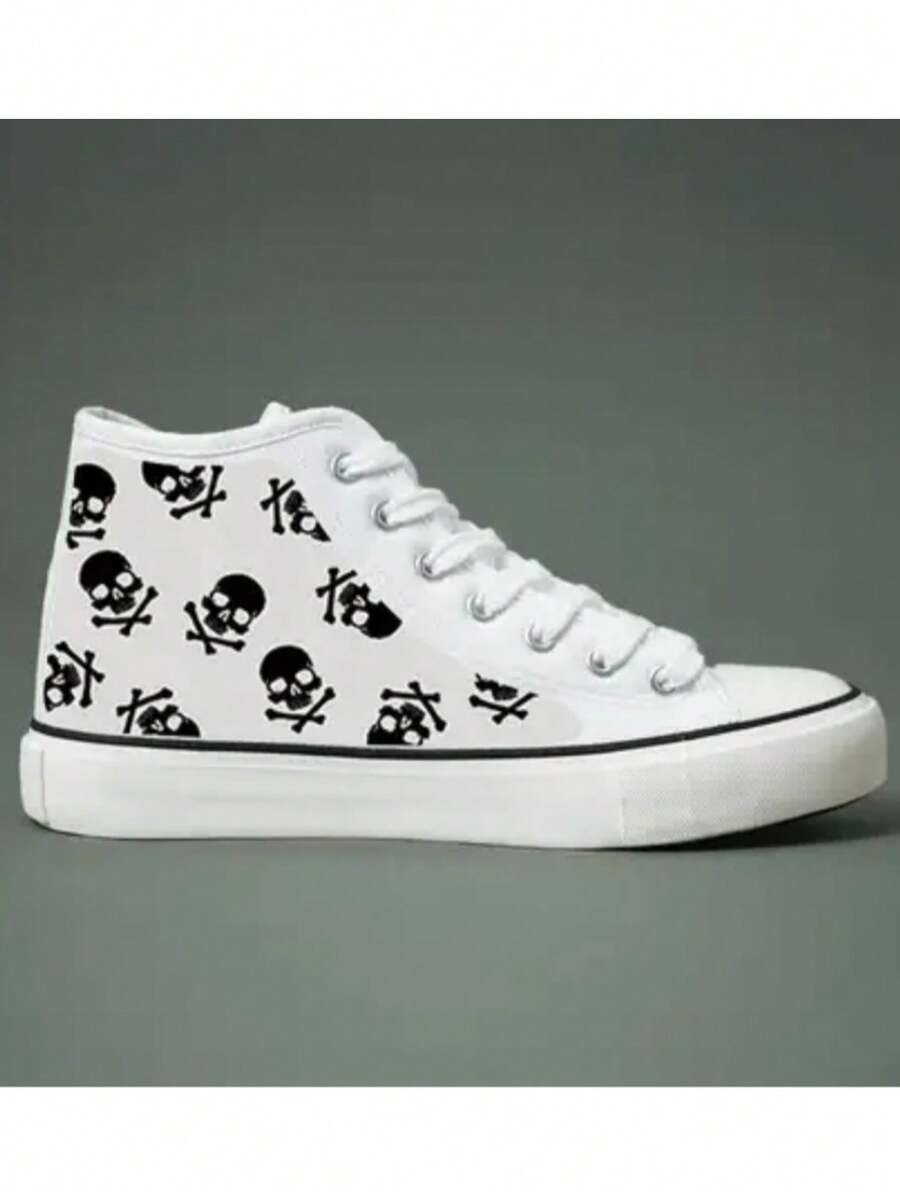 Tenis mujer hombre unisex casuales zapatillas estilo bota deportivas unisex urbano lona Transpirables cómodos confort Ligeros para Caminar gym 22mx-28mx calavera - blanco - Ver 1