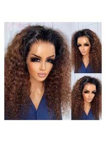 26" Long 150% Density Transparent Lace Front Wigs Human Hair Wet Water Wave Pre Plucked, Pre-Plucked Dark Brown Ombre With Lace Area 13x4 Soft 26Inch Ombre Brown Preplucked Kinky Curly Lace Front Wig Long 150Density For Women Baby Hair Glueless Daily 1pc Elegant Kinky Curly Lace Front Wig - Halloween,Costume Party ,Party Dress Up,Trick-Or-Treat Unisex Daily Wear For All People