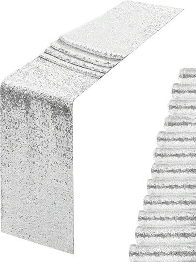 Sparkling Sequins Table Runner 1/6 PCS Set - Glitter Party Dining Table Decor For Wedding, Christmas, Centerpiece Decoration, 4 Colors (Gold Silver Rose Gold) Festive Home Decor