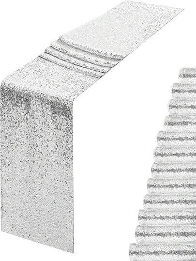 1/6 piezas Camino de mesa con lentejuelas brillantes - Decoración de mesa de fiesta brillante, adecuado para bodas, Navidad, decoración central de mesa de comedor, 4 colores (oro, plata, oro rosa) Decoración del hogar para días festivos