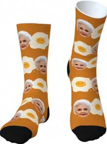 1 paire de chaussettes personnalisées 2025 nouvelle version, chaussettes intéressantes de type œuf poché, chaussettes personnalisées d'œuf au plat, chaussettes personnalisées avec motifs visages, cadeaux amusants et uniques pour les femmes et les hommes, chaussettes fantaisie pour la famille