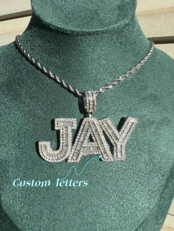 1pc Customized Studded Letter & Number Hip Hop Creative Personalized Shiny Pendant Necklace, Comes With 1pc Vintage Chain