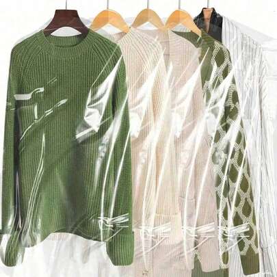 10/15 pezzi Buste trasparenti in plastica per protezione abiti, riutilizzabili, per appendere camicie, completi, abiti, cappotti, adatte per scuola, ufficio, casa, viaggio, senza grucce incluse