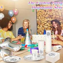 75pcs Silver Disco Party Disposable Tableware Set, Includes 7-Inch Plates, Cups, Napkins With Silver Disco Ball Pattern, Suitable For Disco Parties, Theme Parties, Birthdays, Events, Outdoor Gatherings, And Dining