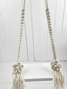 Altalena per neonati in stile macrame bohémien realizzata a mano, amaca in legno intrecciata a mano in stile rosa, accessori per servizi fotografici in stile vintage blu amaca in stile country per studio fotografico