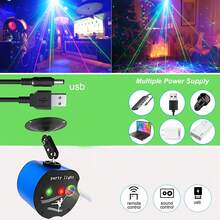 Mslitely 全新藍色 Apple 迪斯可燈,48 種圖案 + Rgb 背景 Dj 燈,帶 3 英尺 Usb 電源線 聲控閃光燈,帶遙控器,適用於派對 家庭表演、酒吧、俱樂部、生日酒吧、聖誕節假期 - 藍色 - 查看 3