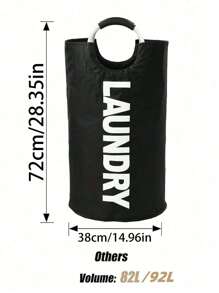 1pc 92LBlack Large Laundry Basket, Collapsible Laundry Bag, Freestanding Tall Clothes Hamper, Foldable Washing Binlaundry Hamper,Washing Basket,Bathroom Organizer,Basket,Storage Basket,Foldable Laundry Basket