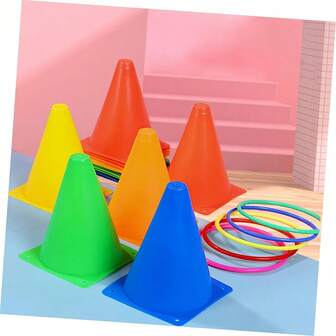 סמני קונוס צבעוניים רב תכליתיים, כלי אימון זריזות, ציוד בידור לזריקת טבעות, משחקים אינטראקטיביים לזריקת קונוסים, משחקי חוץ, ציוד אימון חושי, מתנות לחג