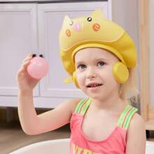 [Cute Piggy Shower Cap] Soft & Comfortable 1pc Adorable Piggy-Themed Youngsters Shower Cap - Adjustable With Ear Protection - Cute Cartoon Design In Pink, Blue, Yellow For Fun Bath Time