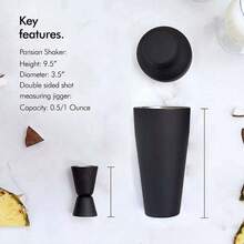 Stainless Steel Cocktail Matte Black Cocktail Shaker Eight-Piece Bartending Tool Cocktail Shaker Gift Box, Gift For Father - Black - View 3