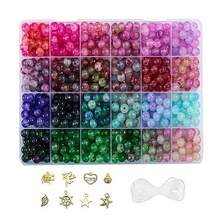 600/1200PCS Round Glass Beads For Jewelry Making,48 Colors 8mm Crystal Beads For Bracelets Jewelry Making And DIY Crafts, 2 Box Round Beads Suitable For Beginners. (Solid+Printing) - Multicolor - View 12