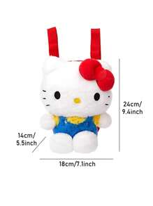 Sanrio 1PC Hello Kitty Furry Backpack, Adjustable Shoulder Straps, Exquisite Embroidery, Cartoon Characters, Red Cute And Fashionable Y2K Style, Can Be Used As A Good Choice For Friends To Give Gifts, Back To School Season Gifts, Travel Accessories, Beach Bag, Summer Travel Essentials, Carry On Travel Bag
