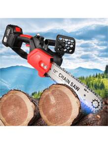 Electric Chainsaw, 12-Inch Cordless Chainsaw With Brushless Motor And 2 12800mah Batteries For Wood Cutting, Tree Trimming, Gardening, Yard And Garden Tools