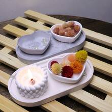 3Pcs Set Contains: Knot Shaped Candle Holder Mold, Clay Heart Storage Bowl Silicone Resin Mold, Oval Tray Epoxy Resin Mold, DIY Plaster Jewelry Container, Concrete Craft Home Decor Making Supplies - White - View 7