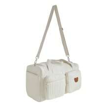 2025 Neue koreanische Mode Mama Wickeltasche mit großer Kapazität, geeignet für Väter; Mehrfachtaschenentwurf mit funktionalen Fächern für verschiedene Babysachen; Reißverschluss-Klappendeckel für einfachen Zugriff auf Kleidung & Zubehör; verziert mit niedlichem Bären-Patch, der der Tasche einen lustigen Akzent verleiht für Schule Zubehör Schulsachen