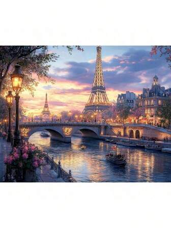 1/2pcs 5d Diy Diamond Painting Building Landscape Picture Full Round Diamond Embroidery Kit Home Decor Gifts 30x40cm/12x16inch Without Frame