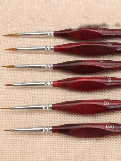 6pcs Detail Paint Brushes Extra Fine Tips Professional Miniature Painting Art Set For Micro Watercolor Oil Wooden Craft Models Rock Paint By Number For Students.6Pcs Hook Line Brush. Back To School,Back To School,School Supplies