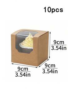 10pcs/20pcs/30pcs Paper Cupcake Boxes, Single Cupcake Containers, Portable Cupcake Stands, Suitable For Bakeries, Weddings, Parties, Gifts