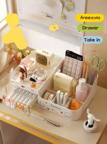 Drawer Style Makeup Storage Box, Tabletop Organizer For Cosmetics, Lipsticks, Skincare, Brushes. Suitable For Bathroom, Living Room, Bedroom, Office. Holds Remote Controls, Toothpicks, Chargers, Phone Cases And Saves Space.,For Holiday Beach, Bathroom Collection, Bedroom Collection, Large Capacity