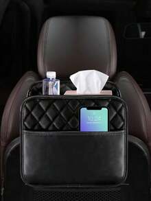 1pc Customized Logo Car Seat Back Storage Bag, Multi-Functional Hanging Organizer Box For Automotive Interior Accessories - Multicolor - View 4