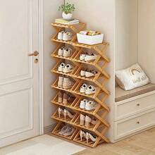 No-Installation Bamboo Shoe Rack - Foldable, Multi-Tier Design, 4-8 Layers, Space-Saving, Suitable For Small Spaces, Entryway Organization. Bamboo Material. Ideal Storage Rack. - Multicolor - View 5