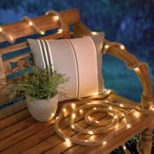 1 Pack 7m/22.97ft 50LED Solar Natural Jute Rope String Lights Vintage Fairy Lights With 8 Lighting Modes For Home Garden Outdoor Landscape Porch Courtyard Camping Wedding Birthday Cafe Bar Decor