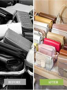 1pc Purse Organizer For Closet, Acrylic Clear Purse Storage Organizers, Closet Organizers And Storage Purse Handbag Divider Holder, Detachable Cupboard Shelf,4 Sections Purse Organizers Dividers In Bedroom Office Toiletry Bag Travel