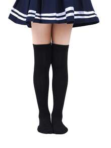 1 Paar Kinder Einfarbige gestrickte Kniestrümpfe, Mädchen Überknie lange Socken, Kinder Sportstrümpfe, Lässig & vielseitig einsetzbare Sportstrümpfe, geeignet für Jungen und Mädchen für den täglichen Gebrauch - Verschiedenfarbig - Übersicht 3